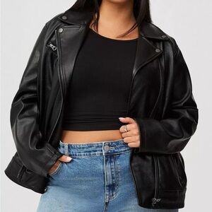 Torrid Black Oversized Leather Jacket